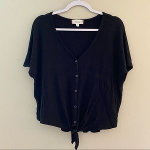 Black Waffle Knit Blouse